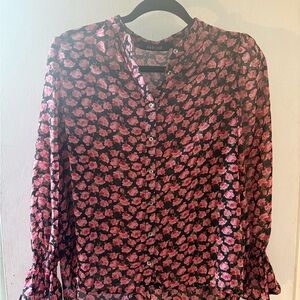 Fab'rik Women's Floral Blouse - Black and Pink